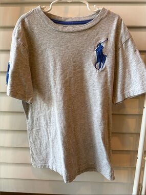 Polo by Ralph Lauren Gray Tee with Blue Pony Embroidery